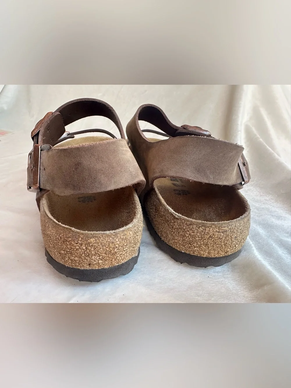 Birkenstock Men's Triple-Strap Brown Leather Sandals with Copper Buckles